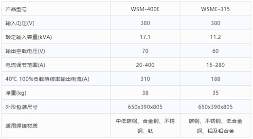 滬工氬弧焊機WSM-400E WSME-315技術參數